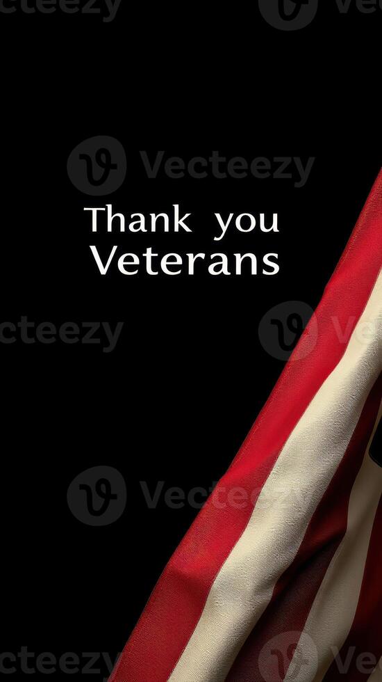Honoring veterans with a heartfelt message on a flag background during a solemn remembrance photo