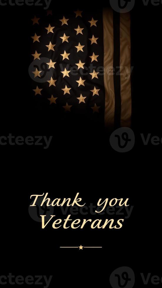 Veterans Day tribute featuring a flag and heartfelt gratitude expressed with a message of thanks photo