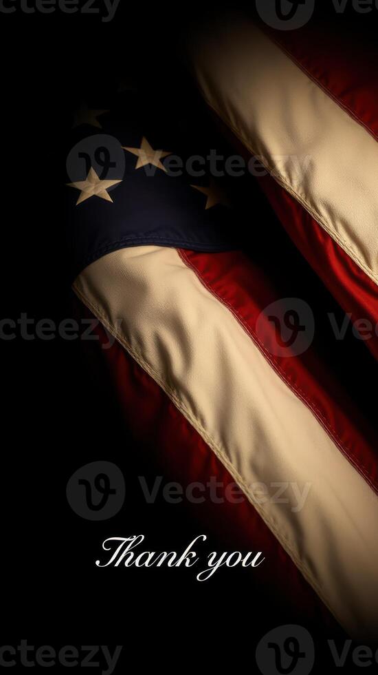 Flag draped elegantly with stars and stripes, conveying gratitude in a solemn and respectful manner photo