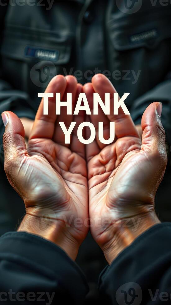 Hands reaching out in gratitude with a heartfelt message at a community gathering of appreciation photo