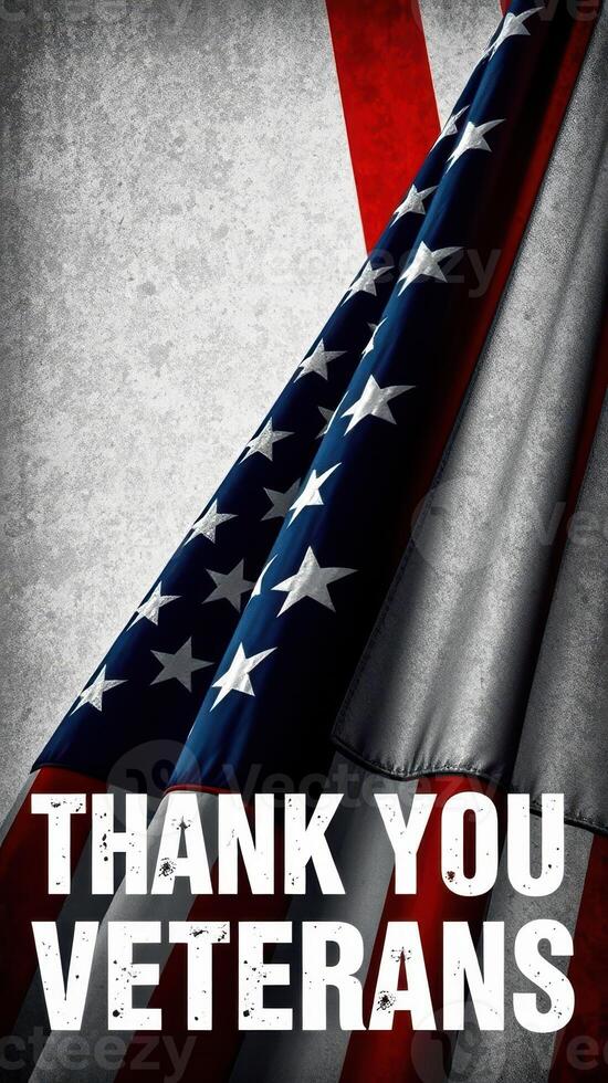 Patriotic display honoring veterans with a flag background in a solemn setting photo