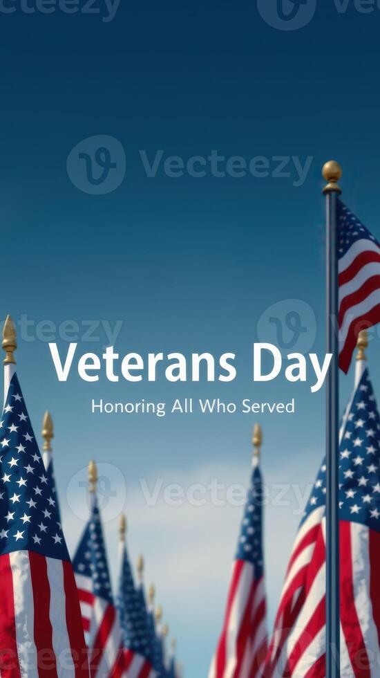 Celebration of Veterans Day with flags displaying patriotism and honor for those who served photo