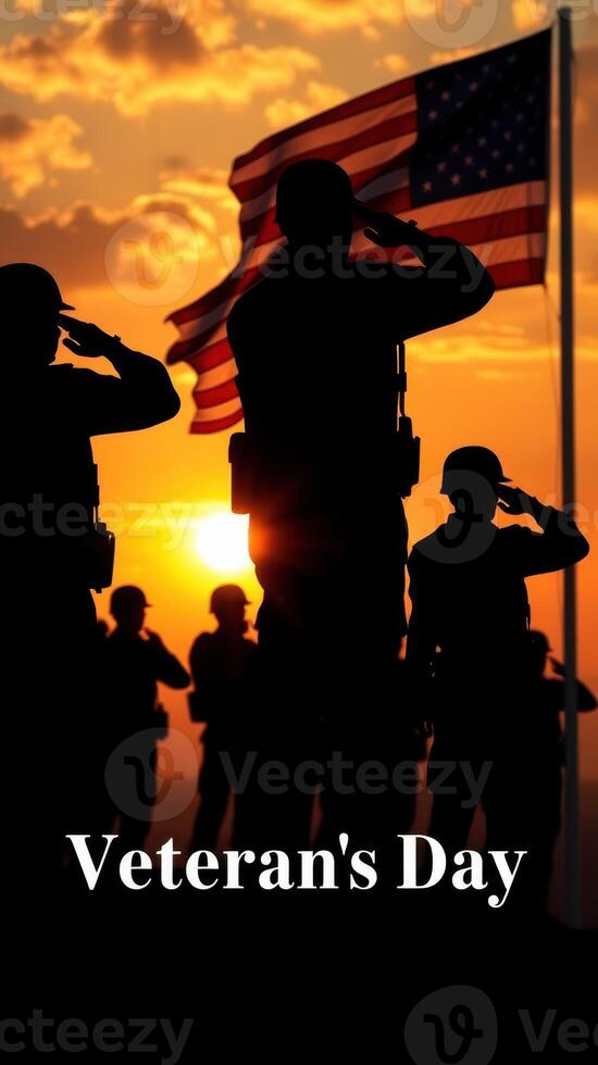 Veterans honor their service at sunset during a solemn commemoration on Veterans Day photo
