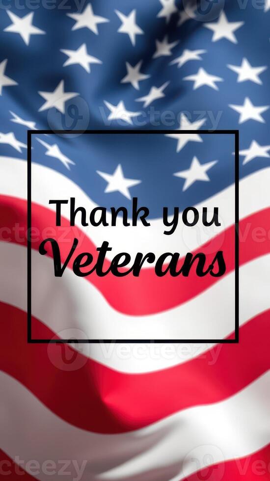Celebrating the bravery and sacrifice of veterans with a patriotic flag display honoring their service and dedication photo