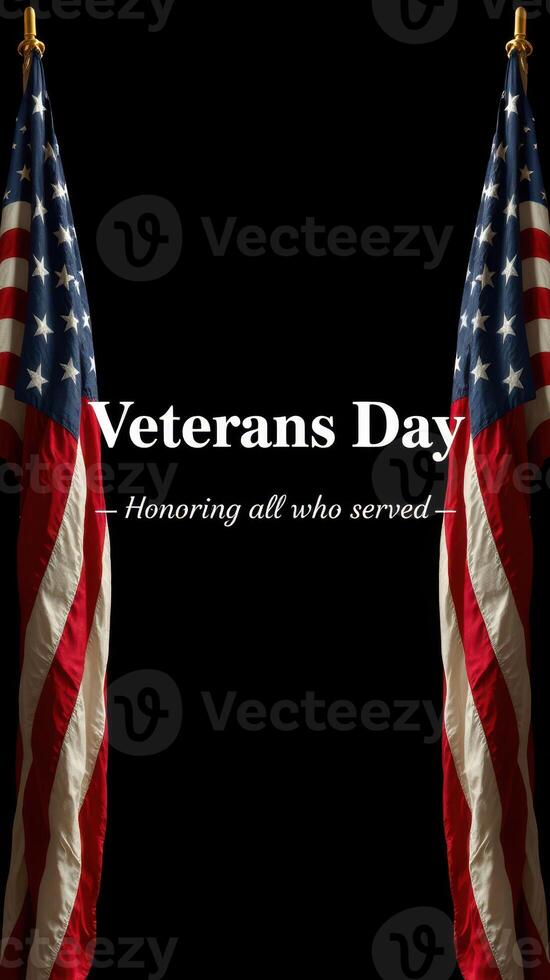 Veterans Day celebration with American flags and a tribute to those who served photo