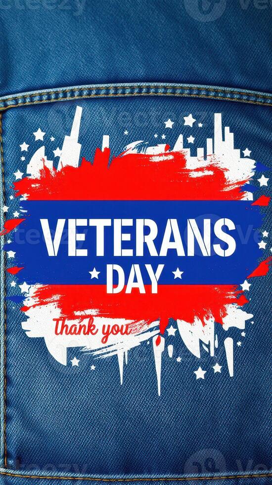 Veterans Day celebration with a patriotic design on denim background expressing gratitude photo