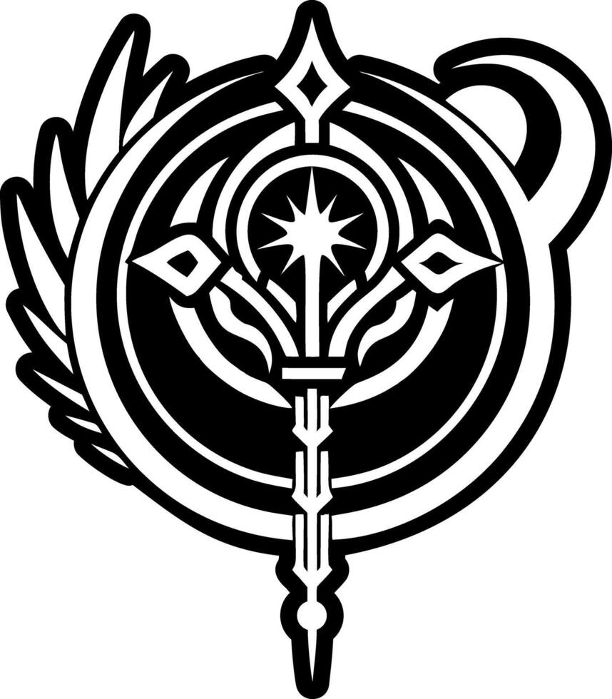 Sorcerer staff icon in filled style vector