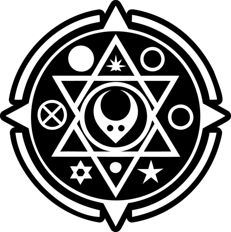 Celestial alignment symbol icon in glyph style vector