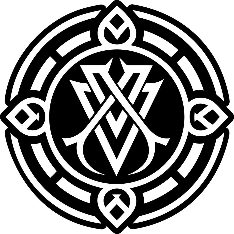Rune tattoo symbol icon in solid style vector