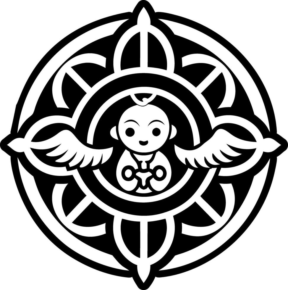 Cherub angel icon in glyph style vector