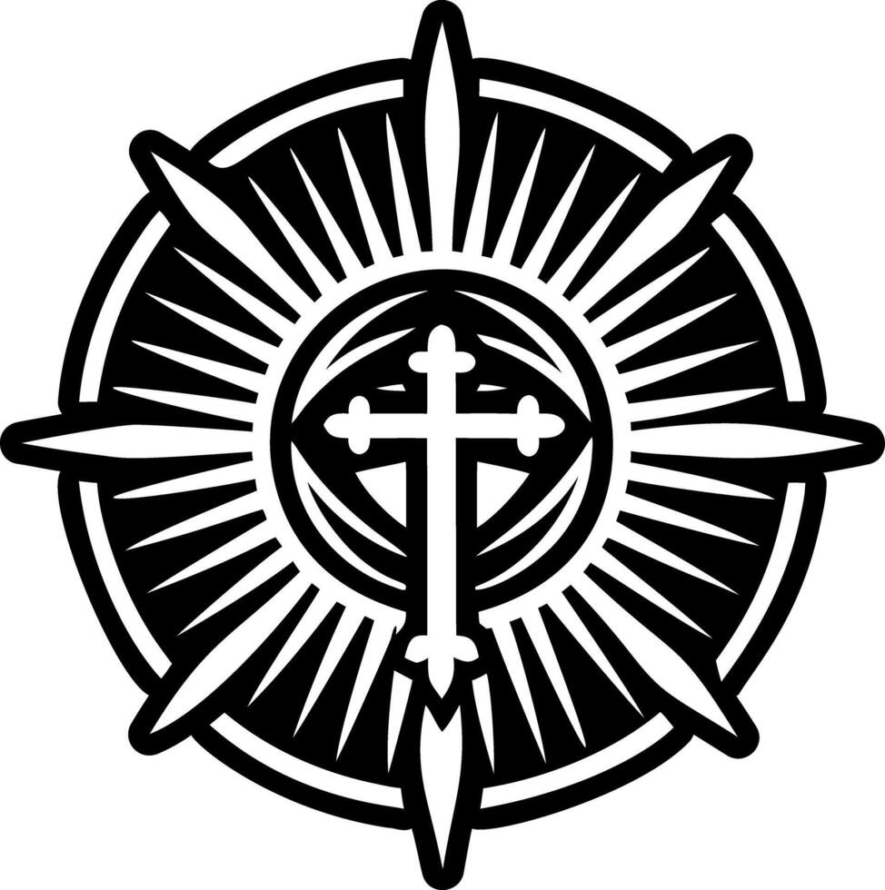 A glyph style icon of religious cross symbol vector