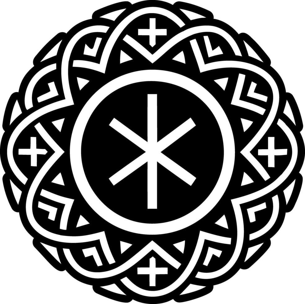 Runic circle icon in filled style vector