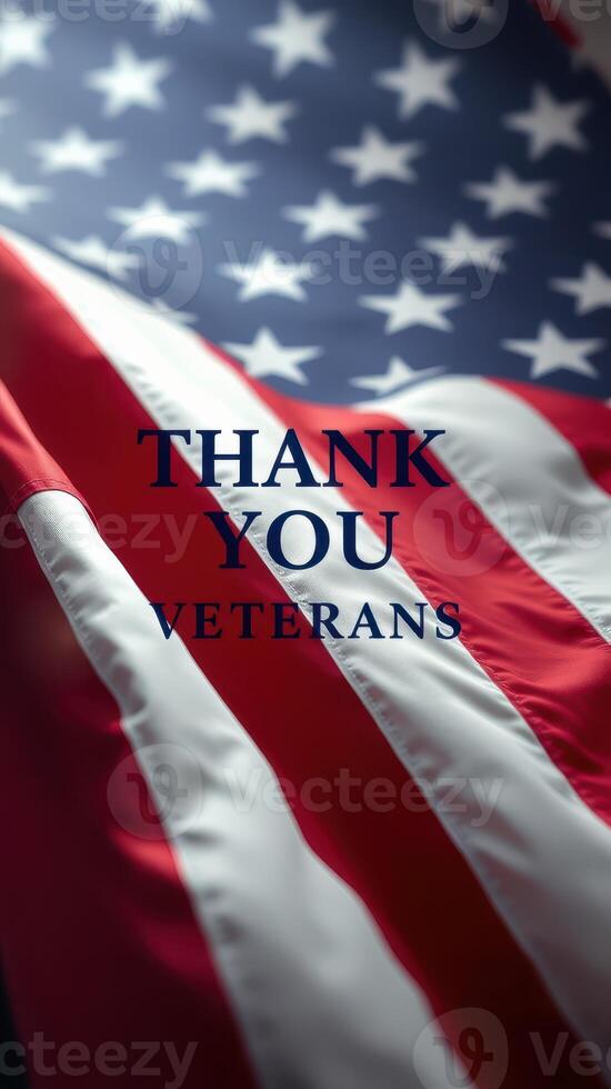 Veterans honored with a display of the American flag featuring a heartfelt message of gratitude photo