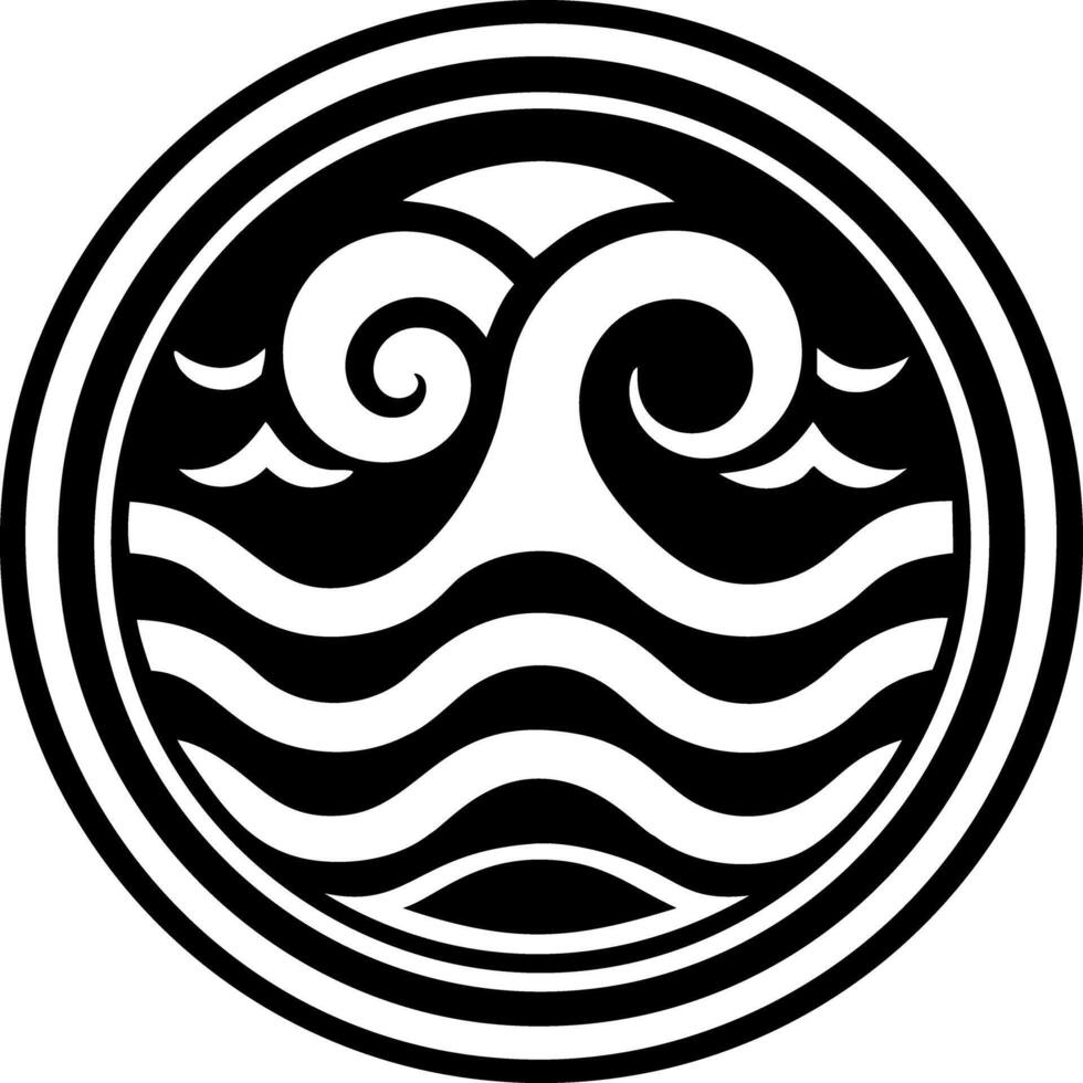 A solid style icon of ocean waves symbol vector