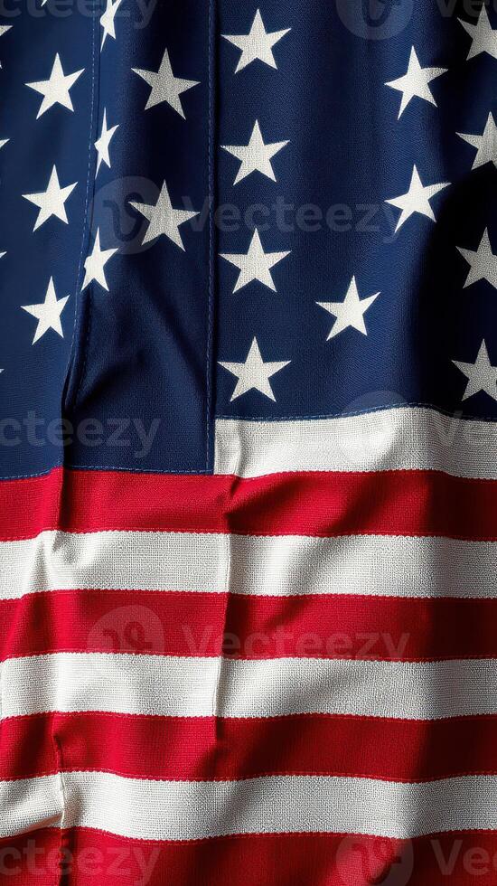 Flag of the United States displayed prominently against a textured background showcasing stars and stripes photo