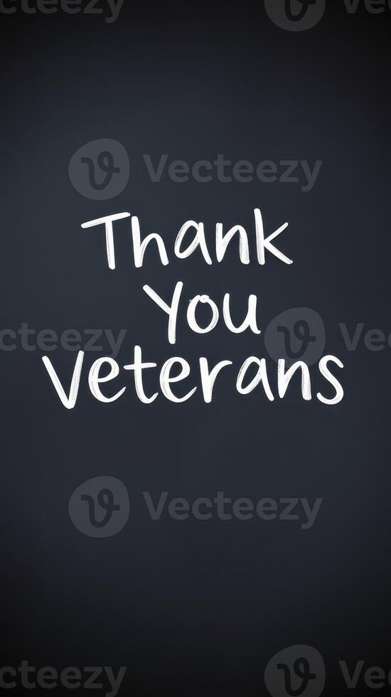 Celebration of veterans with heartfelt message displayed on chalkboard during community event photo