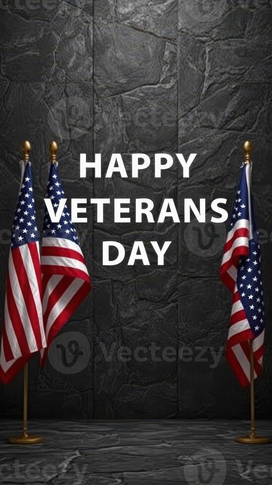Message of gratitude celebrates veterans with flags in a solemn setting for Veterans Day observance photo