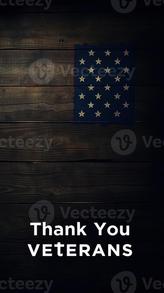 Thank you to all veterans for your service and sacrifice displayed on a rustic wooden flag photo
