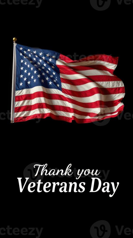 American flag waving proudly as a tribute on Veterans Day celebrating honor and remembrance of military service photo