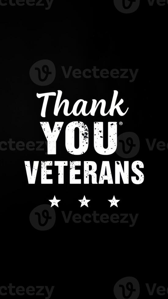 Gratitude expressed towards veterans with heartfelt message on a bold black background featuring stars photo