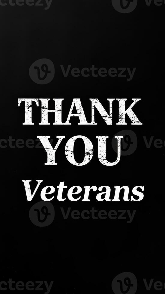 Gratitude expressed towards veterans with a bold message on dark background photo