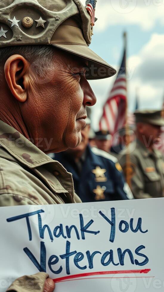 Veterans Day ceremony honoring those who served with respect and gratitude in a solemn gathering photo