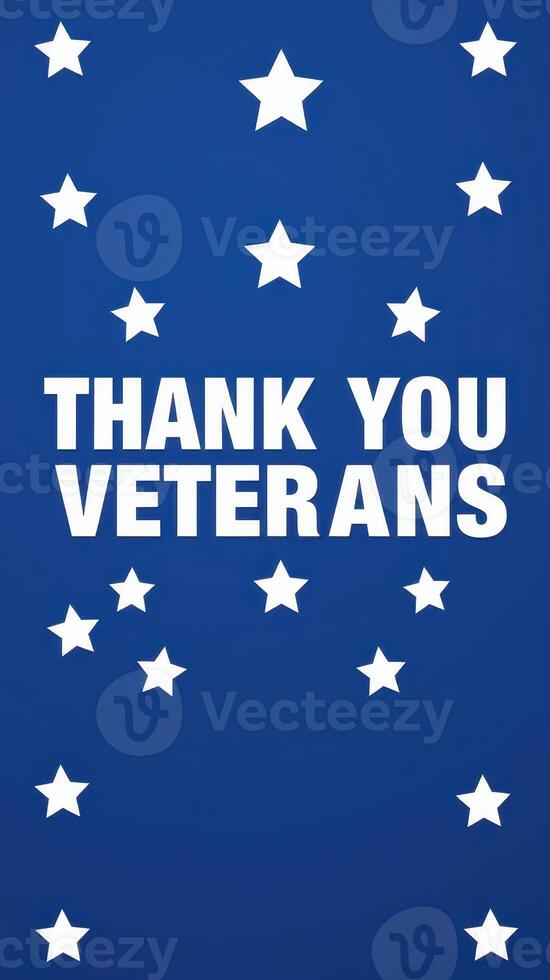 Stars and stripes background with bold thank you veterans message presented prominently for celebrations of service photo