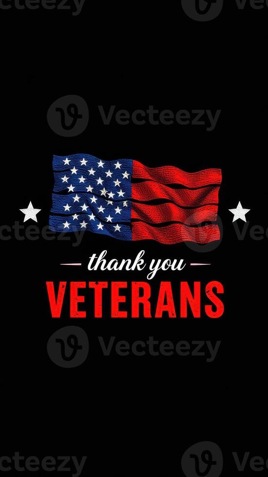 Honoring veterans with a flag display and heartfelt gratitude during a patriotic event photo
