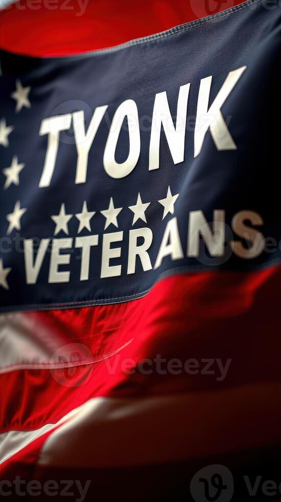 Tyonk Veterans flag waving in the breeze during a patriotic event celebrating community and service photo