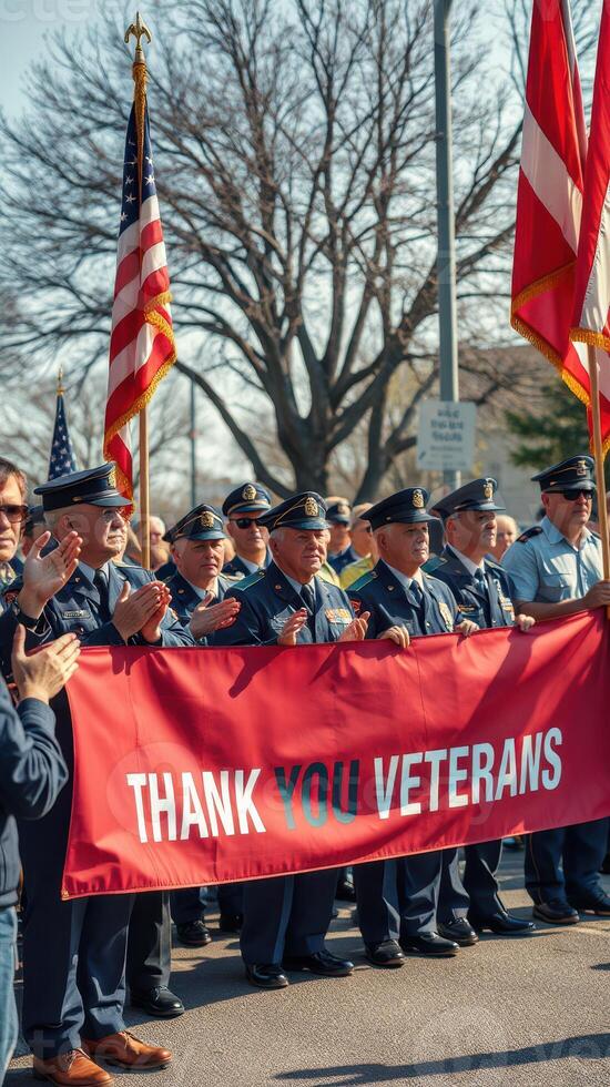 Veterans Day parade honoring service members with a heartfelt display of gratitude in a community gathering photo