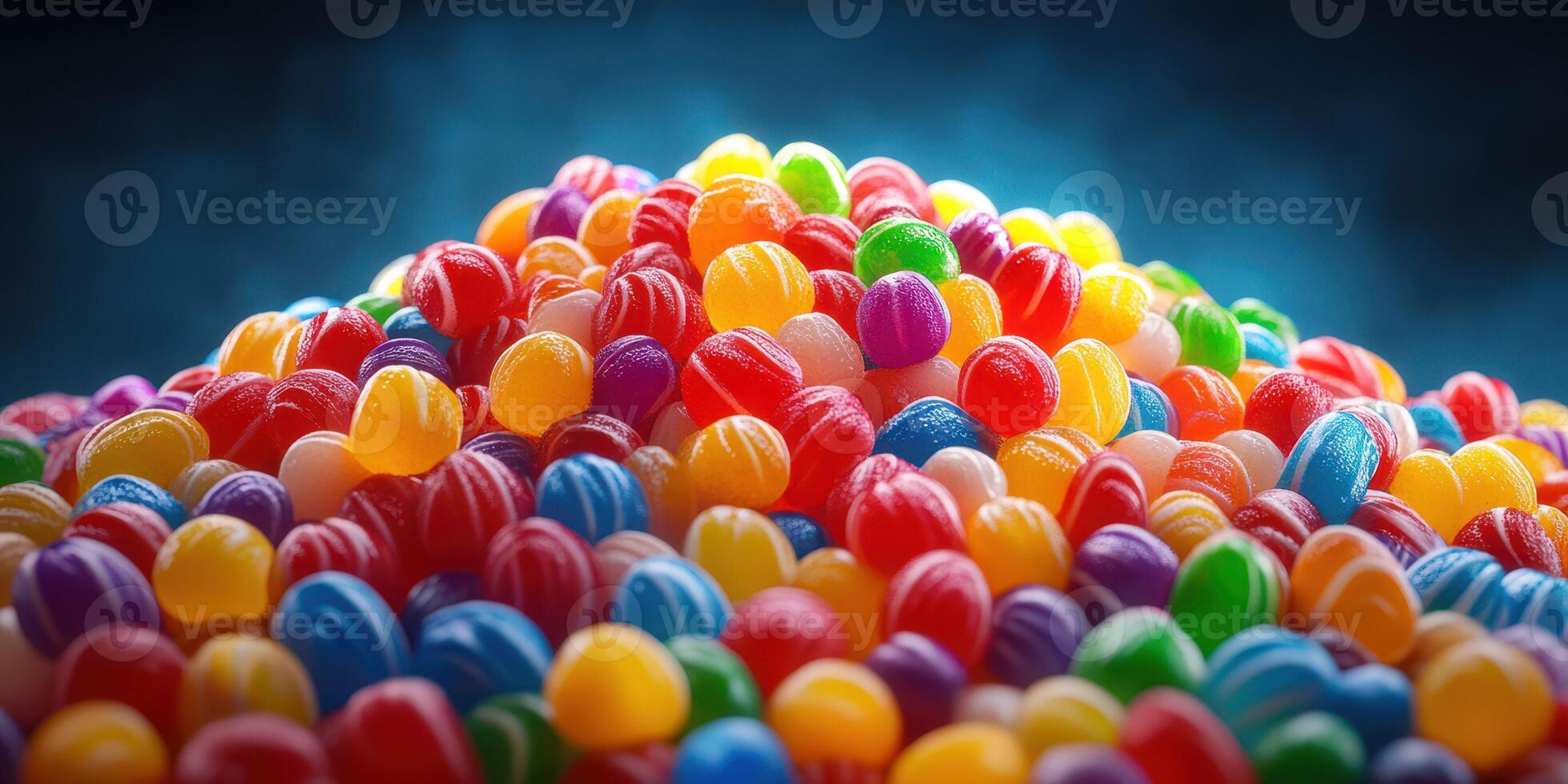 Colorful assortment of gumdrops piled high against a dark background, creating a festive and inviting display for candy lovers photo