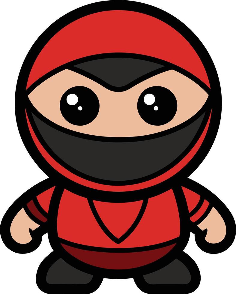 Cute Red Ninja Cartoon Character vector