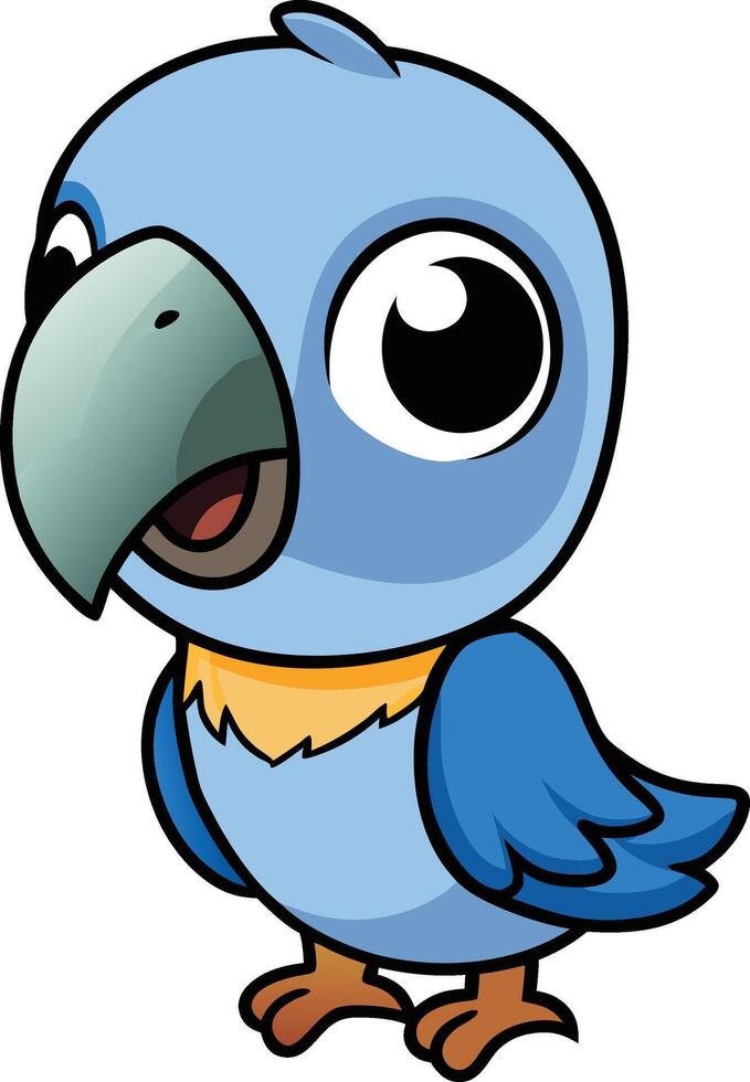 Adorable Baby Blue Parrot Cartoon vector