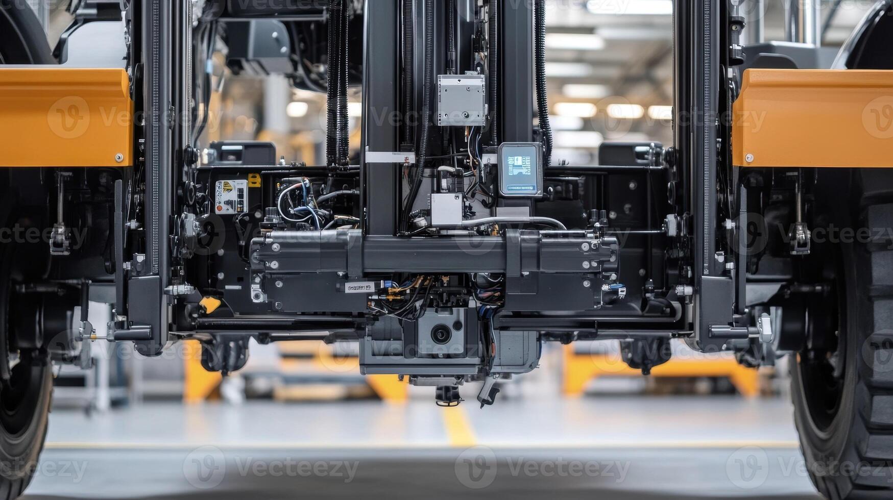 Automated guided vehicle showing navigation camera and sensors in a modern factory photo