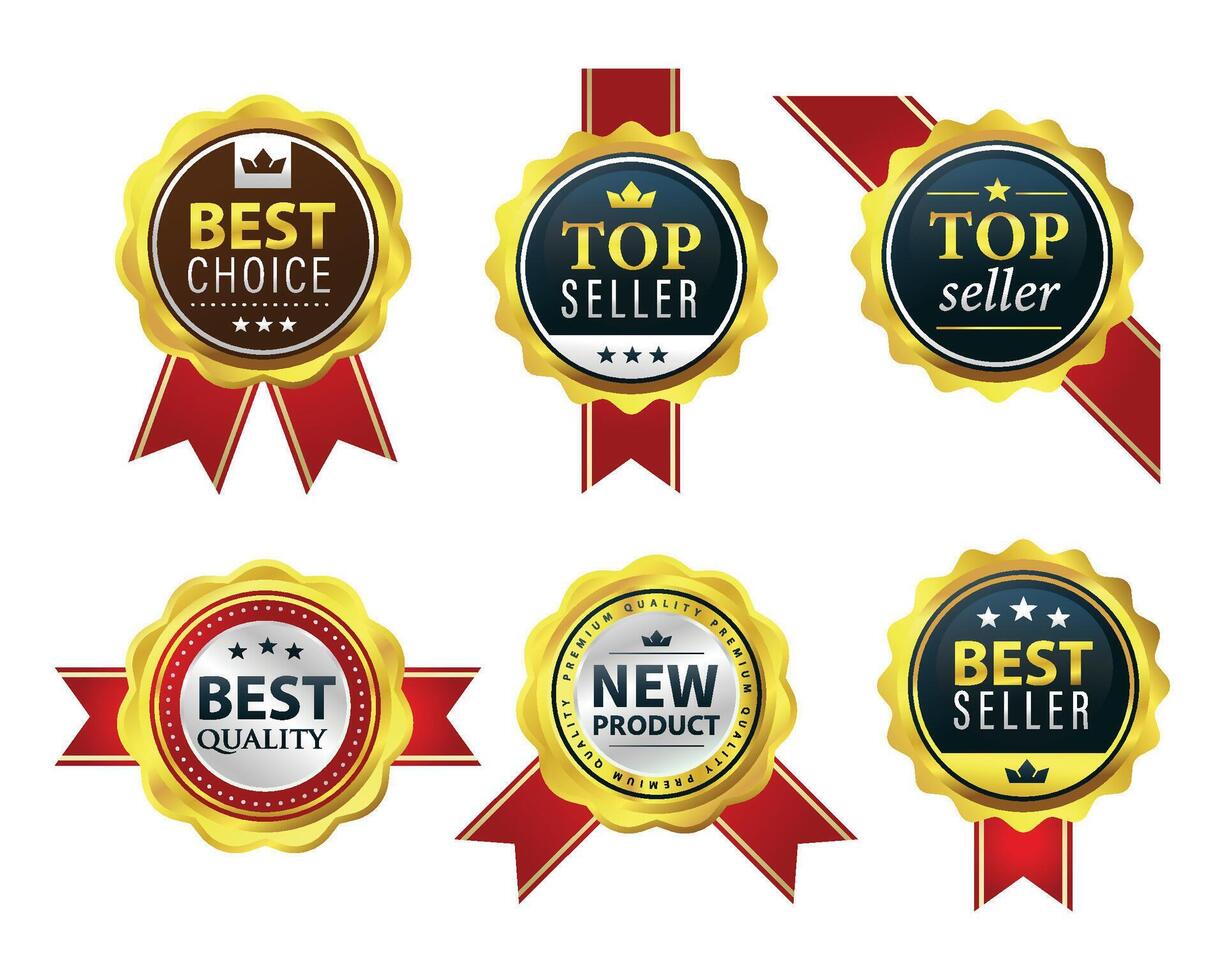 collection of Luxury gold badges and labels vector