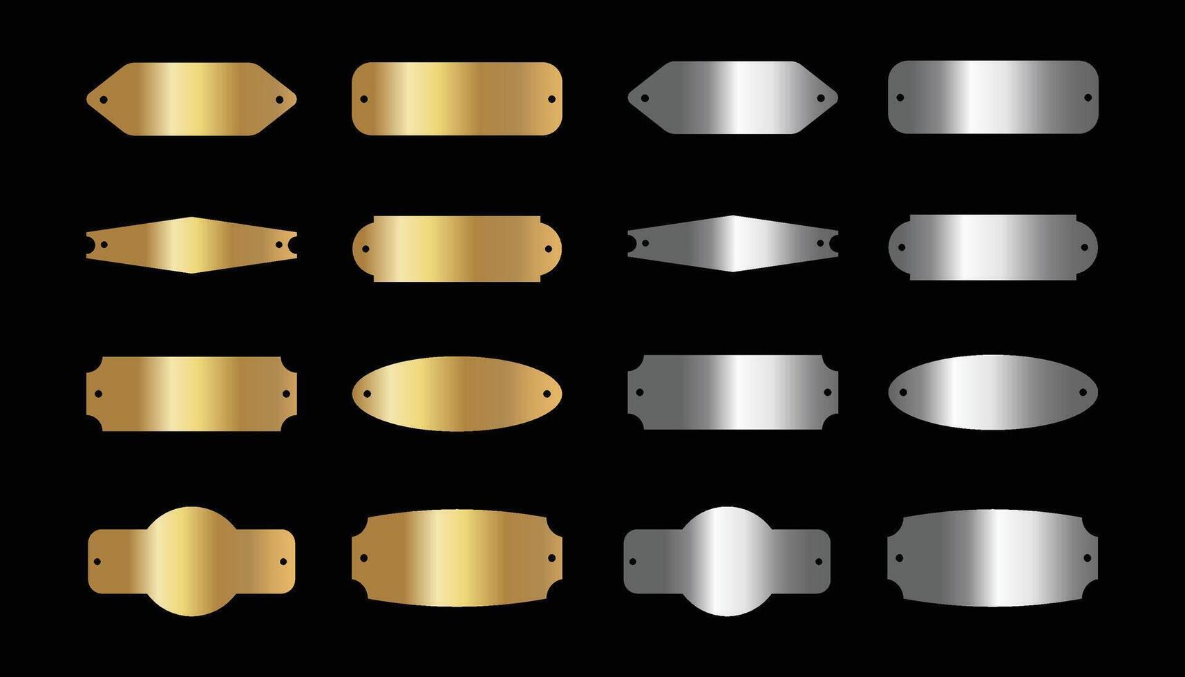 Metal plates premium quality golden and silver color vector