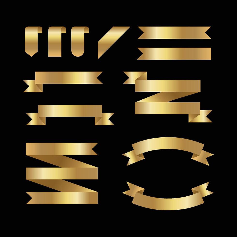 Golden modern simple ribbons collection vector