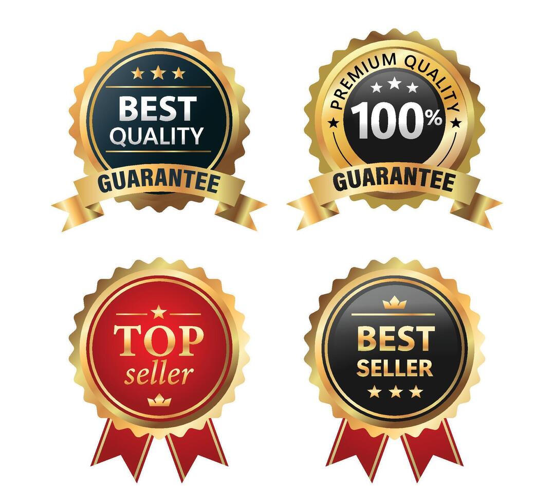 collection of Luxury gold badges vector