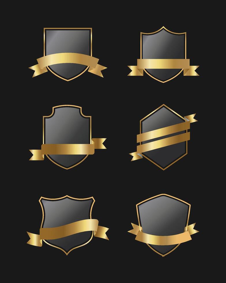 Golden and black luxury badge blank labels collection vector