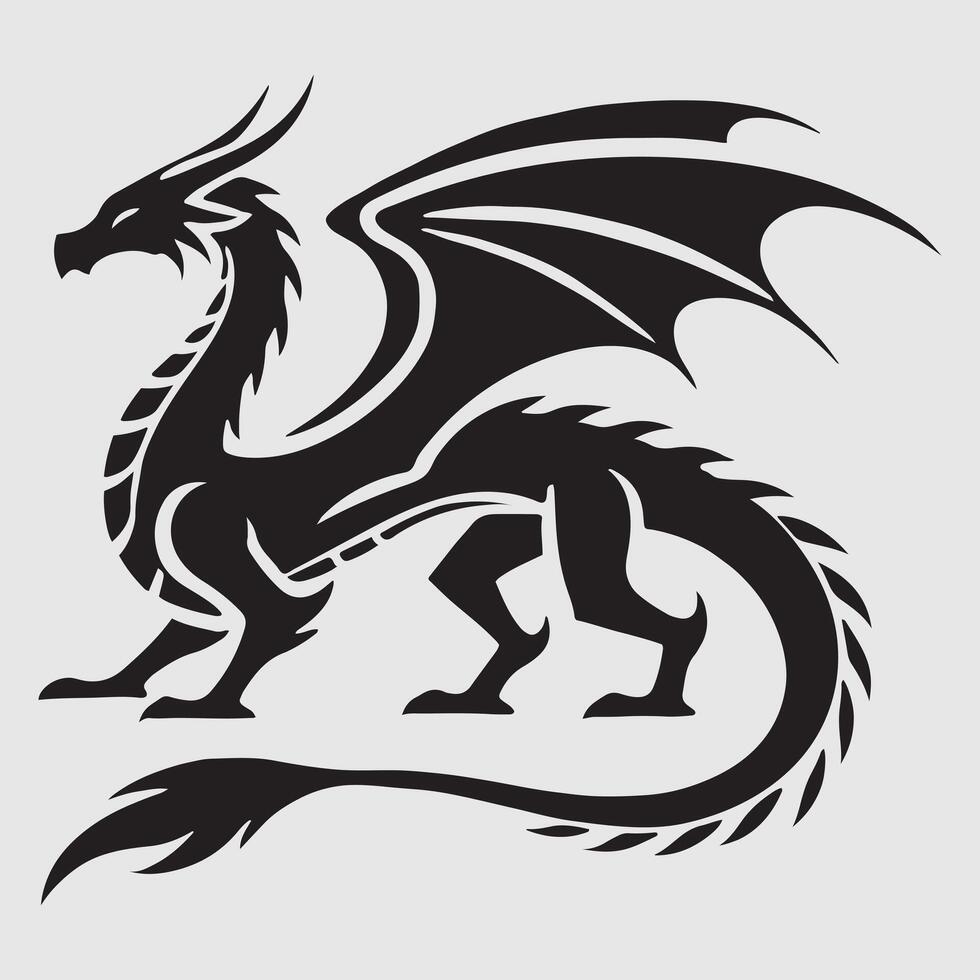 Fierce Dragon with Spread Wings vector