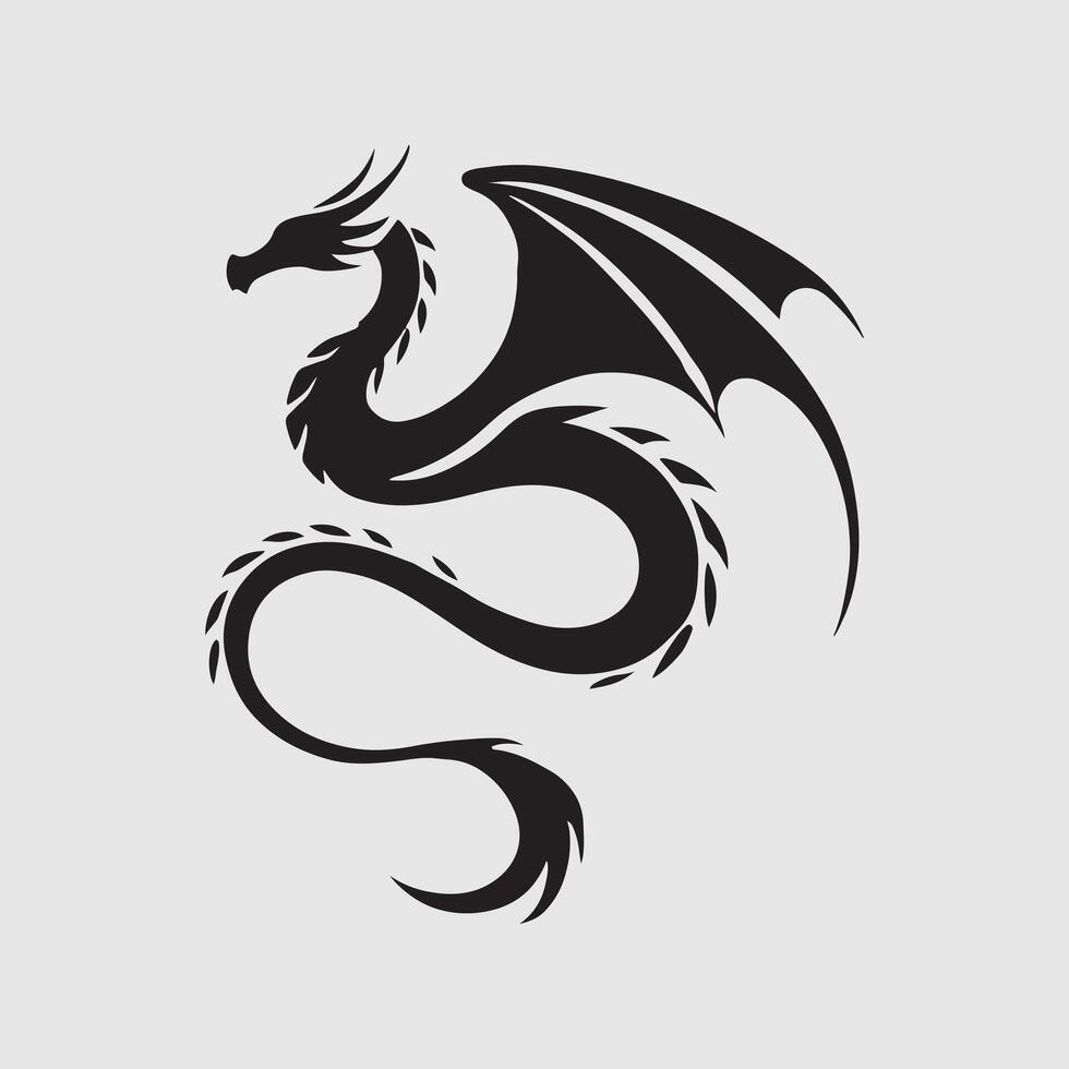 Bold Dragon Silhouette in Profile vector