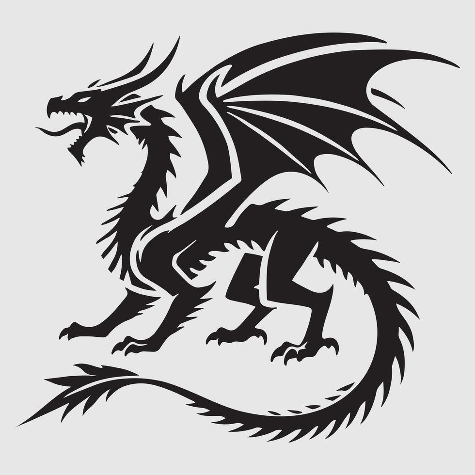 Intricate Dragon Design in Black vector
