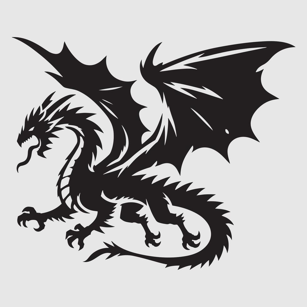 Powerful Dragon in Striking Pose vector