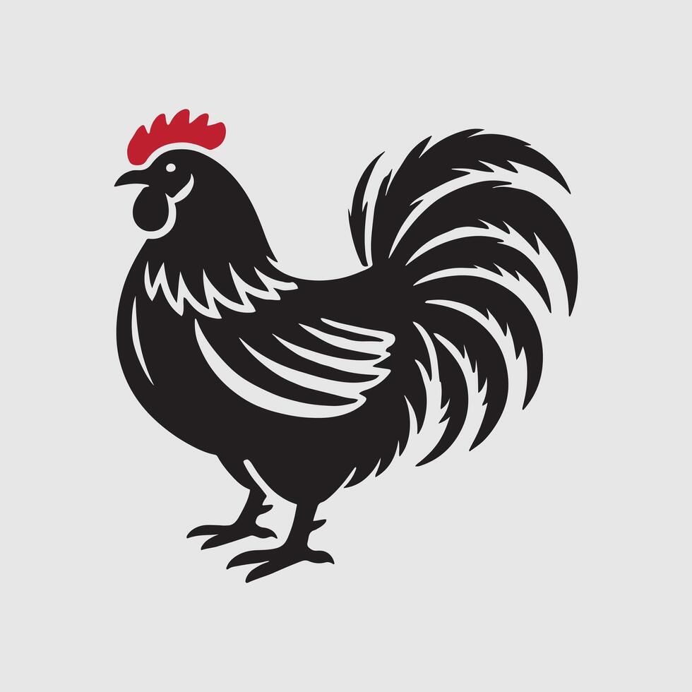 Elegant Rooster Silhouette Simple vector