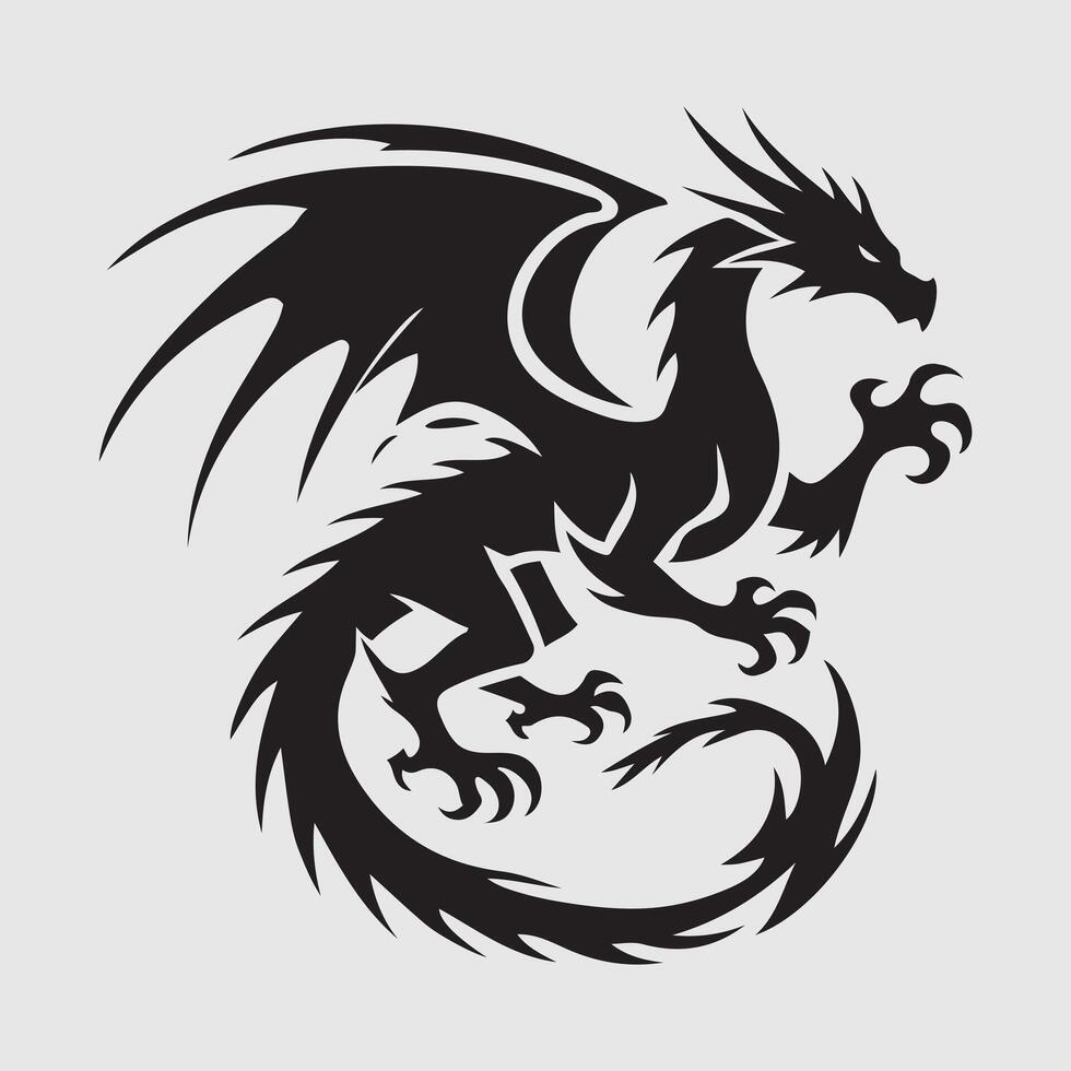 Mythical Dragon with Sharp Features vector