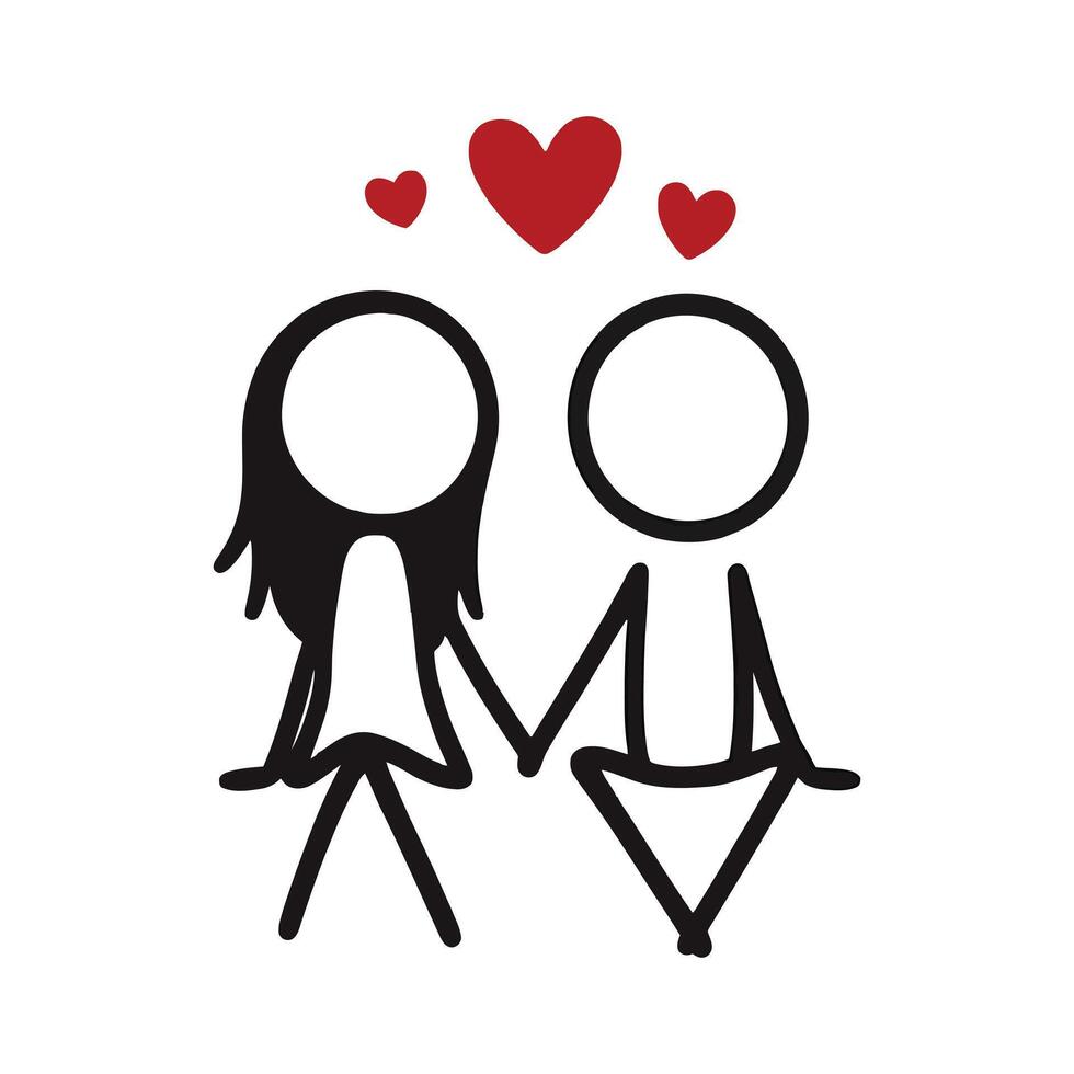 Cute cartoon couple holding hands, perfect for Valentine's Day. vector