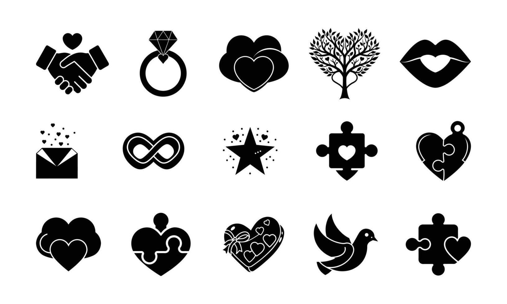 Unique Love Themed Icons for Valentine Day Designs vector