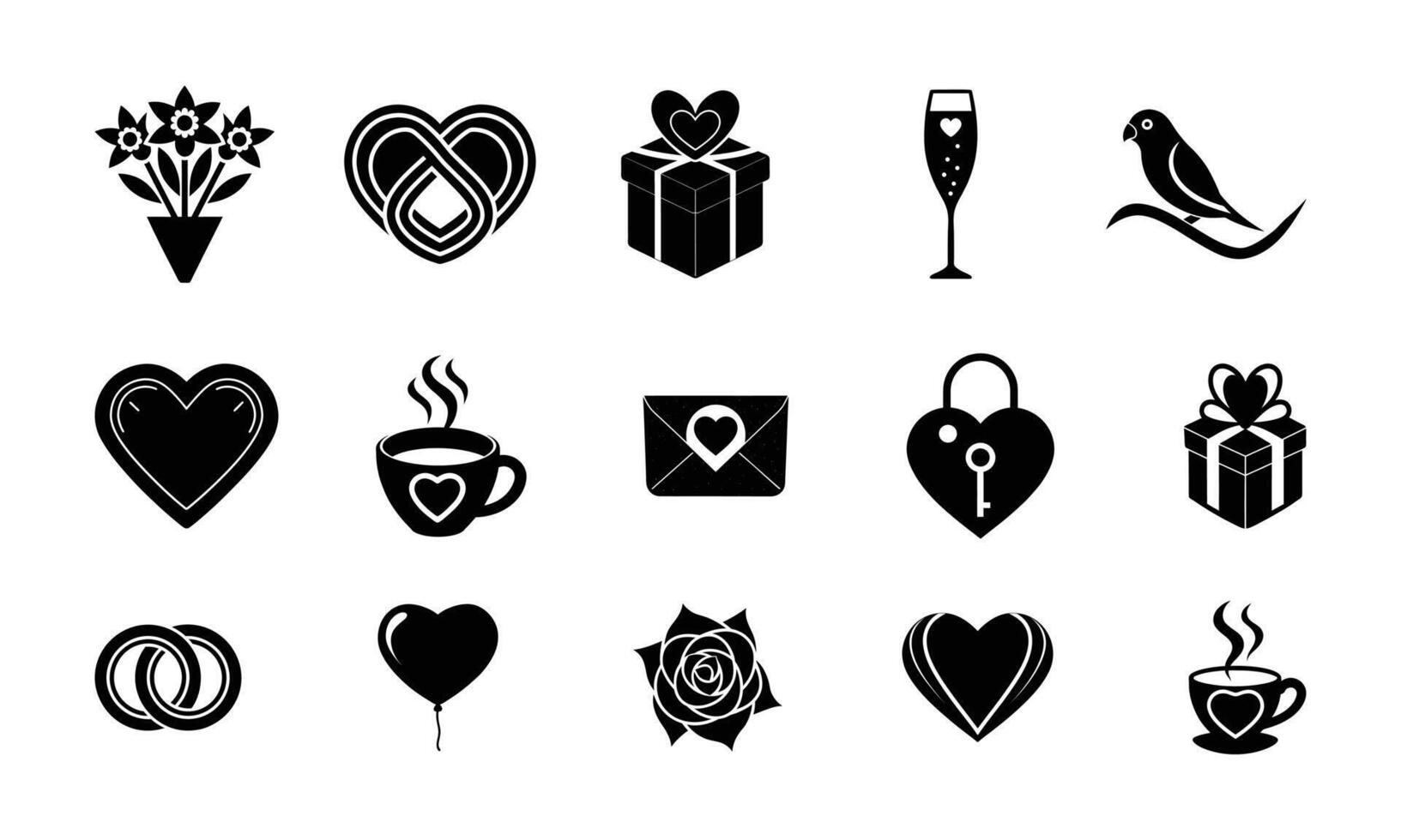 Creative Valentines Day Icons with a Contemporary Twist white background vector