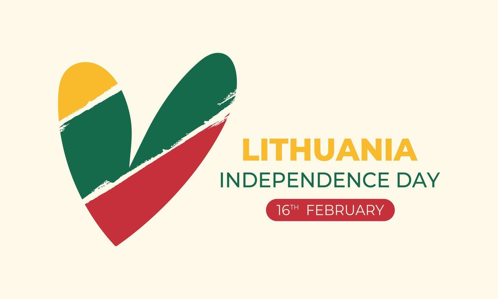 Lithuania Independence Day banner with national flag colored heart vector