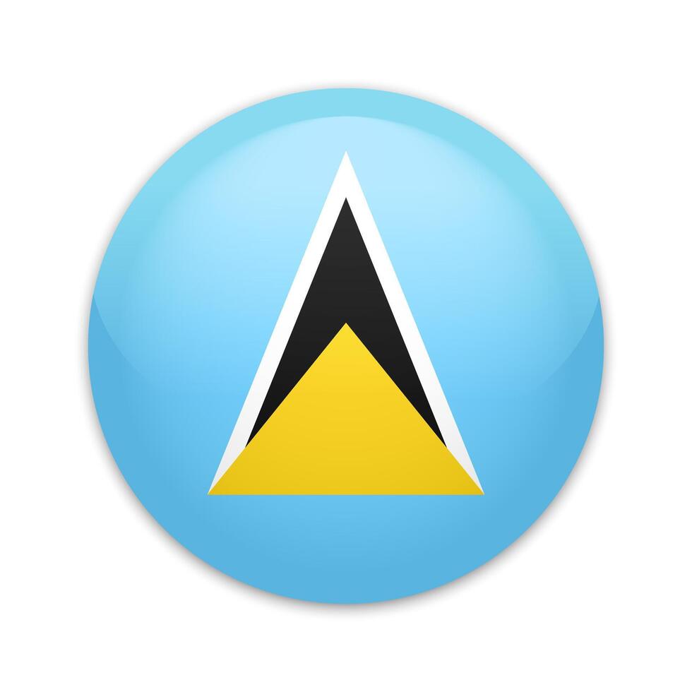Saint Lucia national flag button pin. Saint Lucia round badge icon vector